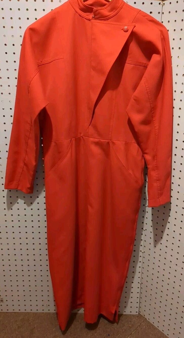 Vintage Howard Wolf Dress Size 8 Long Sleeve Zip Pockets Red 50s Fashion